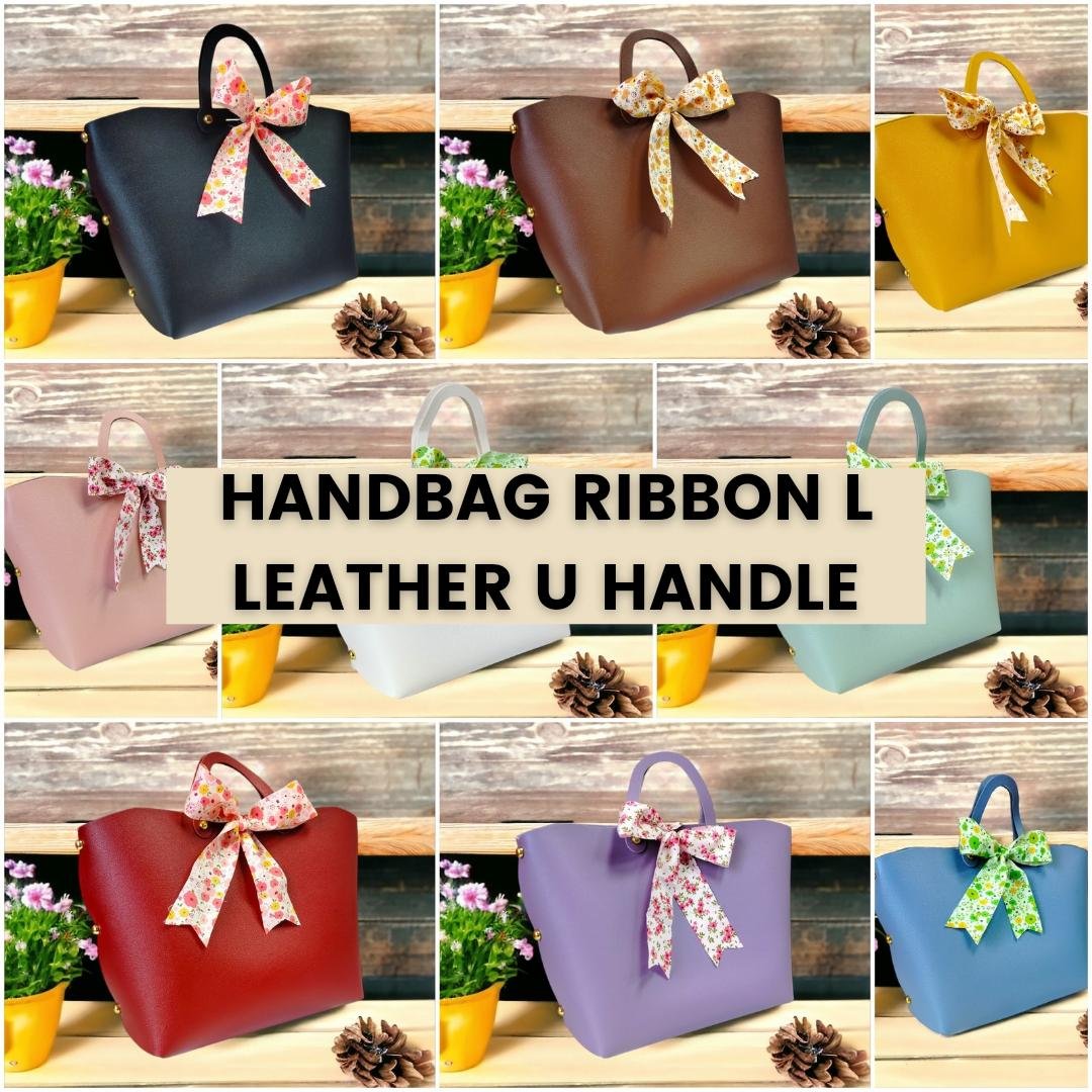 [1PCS] LEATHER HANDBAG RIBBON L U HANDLE WITH SCARF RIBBON WEDDING/GIFT/GOODIES/PARTY