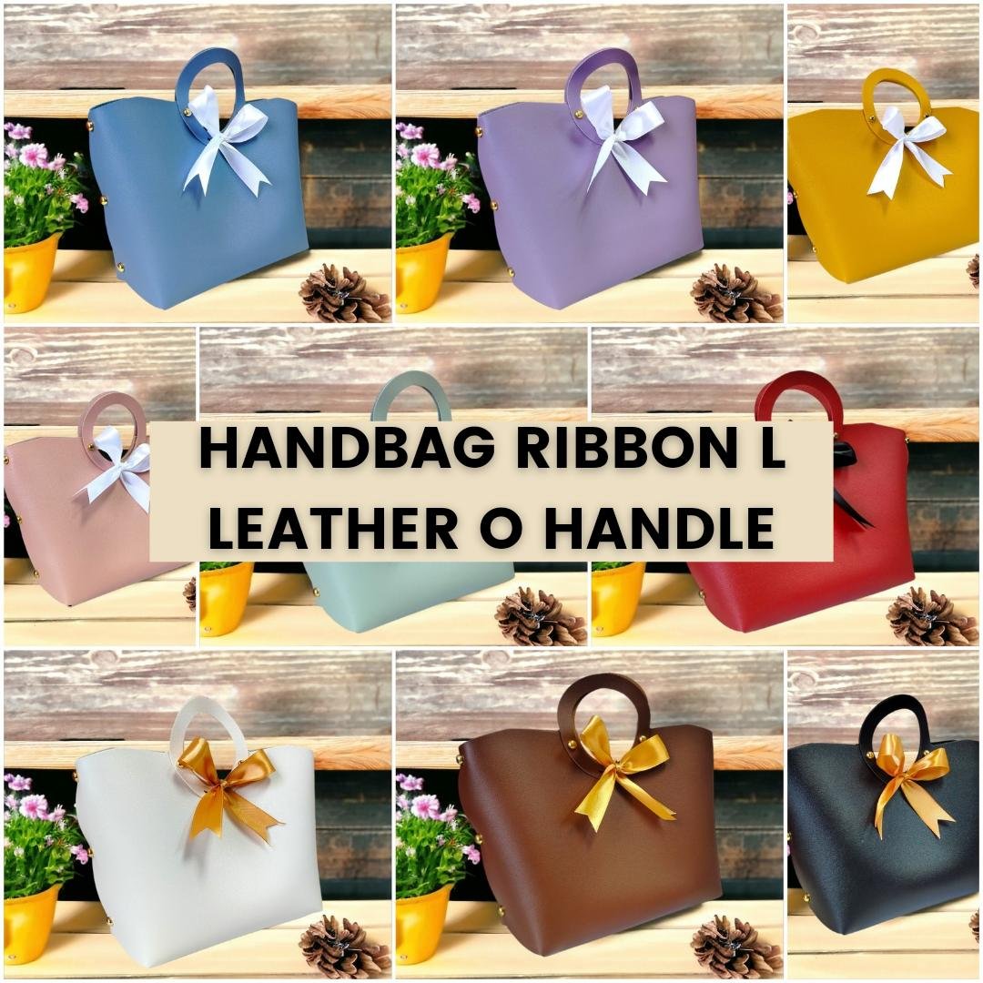[1PCS] LEATHER HANDBAG RIBBON L O HANDLE WITH SCARF RIBBON WEDDING/GIFT/GOODIES/PARTY