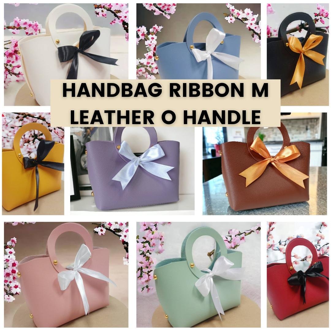 [1PCS M + O HANDLE] LEATHER DOORGIFT HANDBAG M O HANDLE RIBBON WITH SCARF RIBBON 1PCS WEDDING/GIFT/GOODIES/PARTY