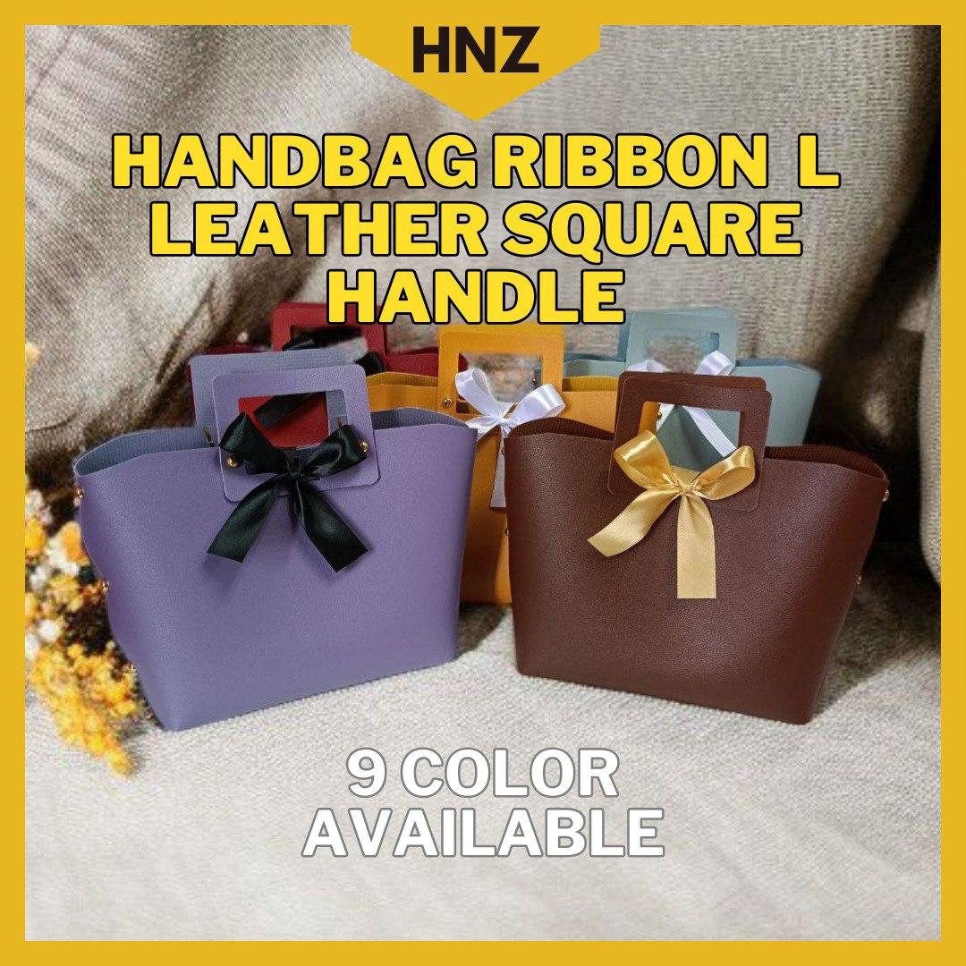 1PCS LEATHER HANDBAG RIBBON L SQUARE HANDLE WITH SCARF RIBBON 1PCS DOORGIFT/WEDDING/GIFT/GOODIES/PARTY